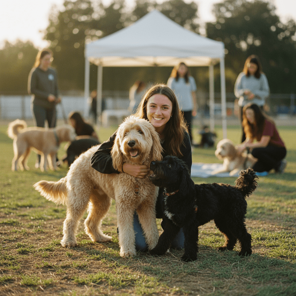 Volunteers with rescue doodles